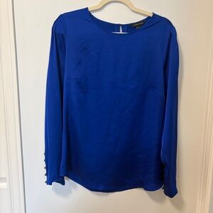Banana Republic Royal Blue Long Sleeve Blouse Buttons Sz. M Office Church Modest